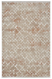 Kiremit Geometrik Çizgili İskandinav Modern Halı - 521TA