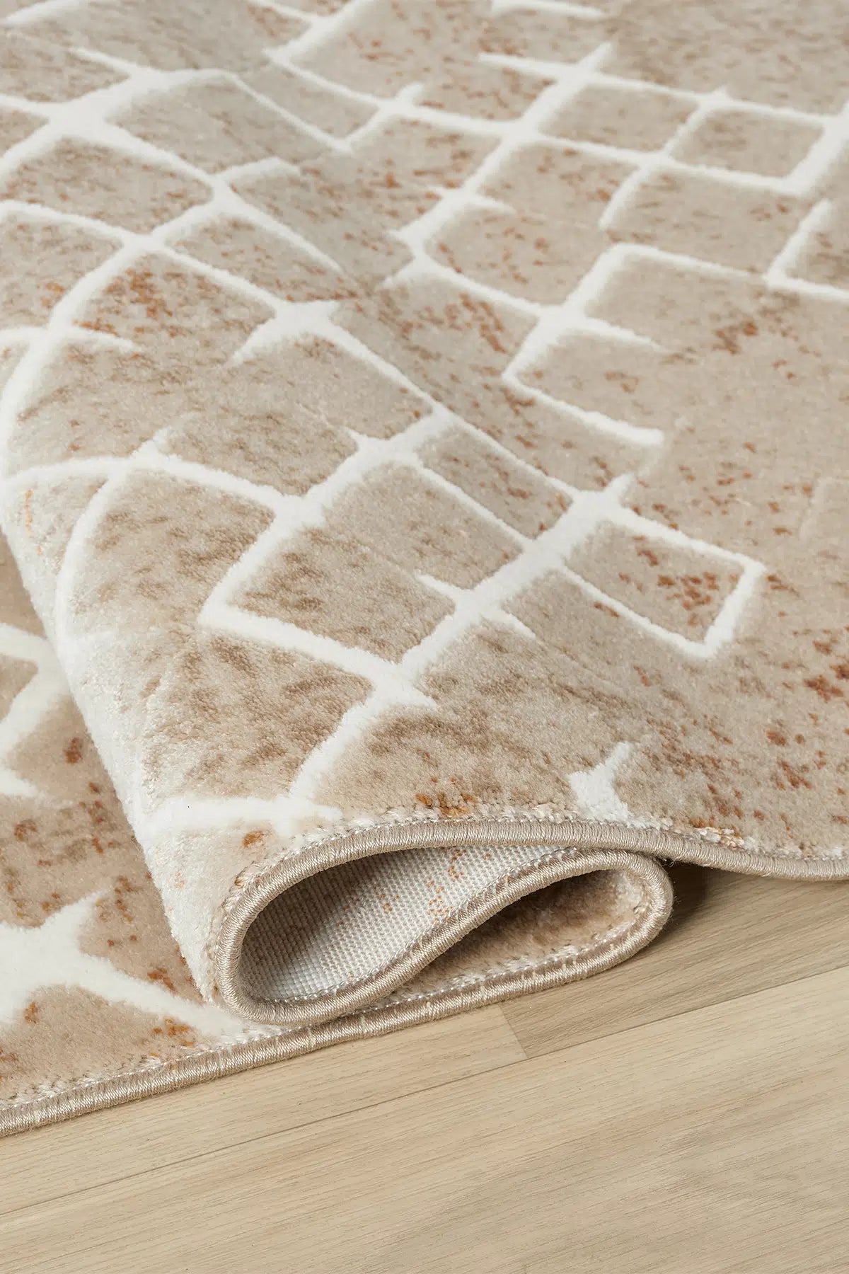 Kiremit Geometrik Çizgili İskandinav Modern Halı - 521TA