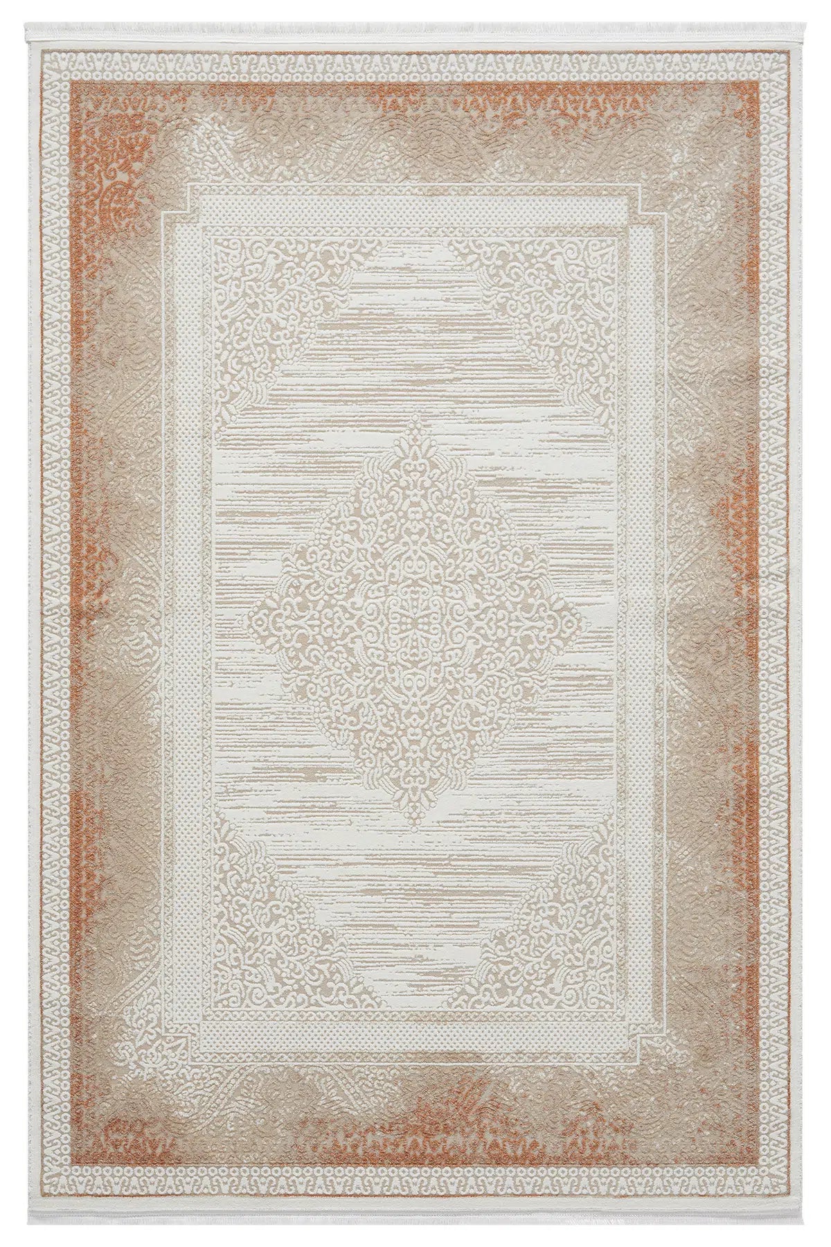 Kiremit Geometrik Çizgili İskandinav Modern Halı - 525TA
