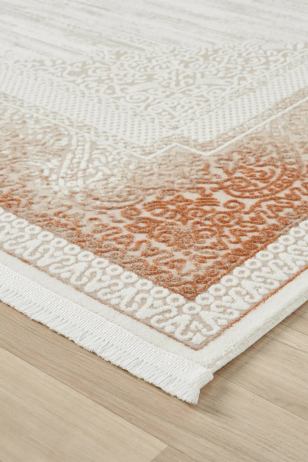 Kiremit Geometrik Çizgili İskandinav Modern Halı - 525TA