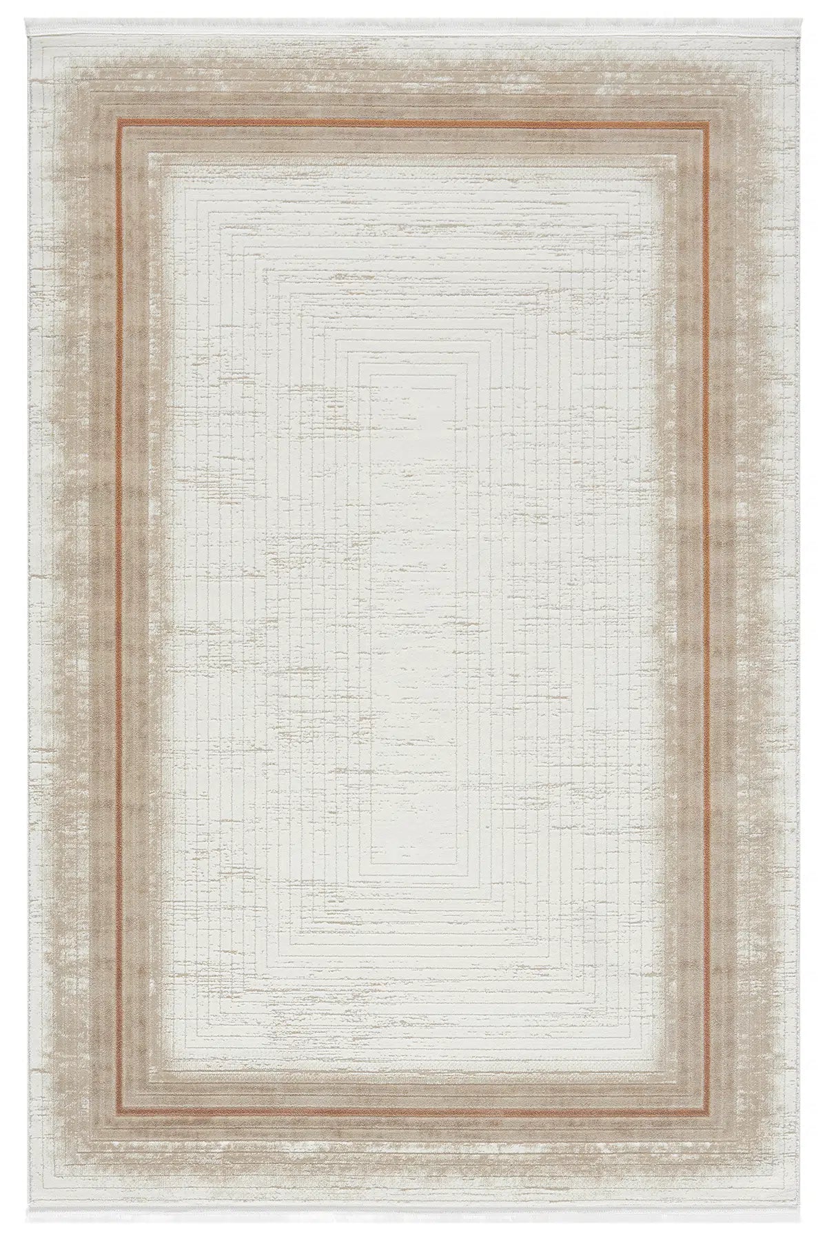 Kiremit Geometrik Çizgili İskandinav Modern Halı - 526TA