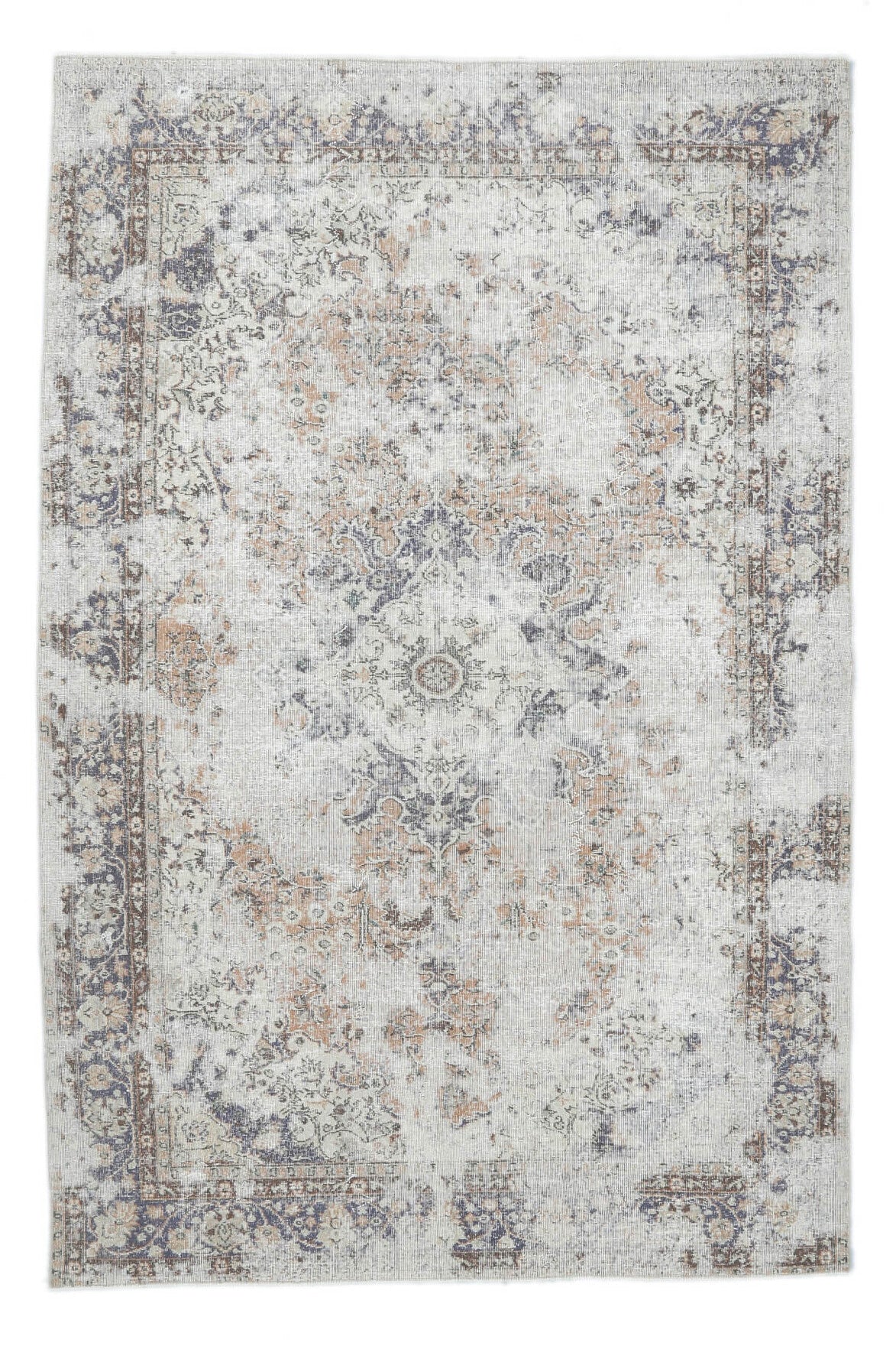 El yapımı vintage halı 211x318 cm oryantal desenli yün - açık alan görünümü