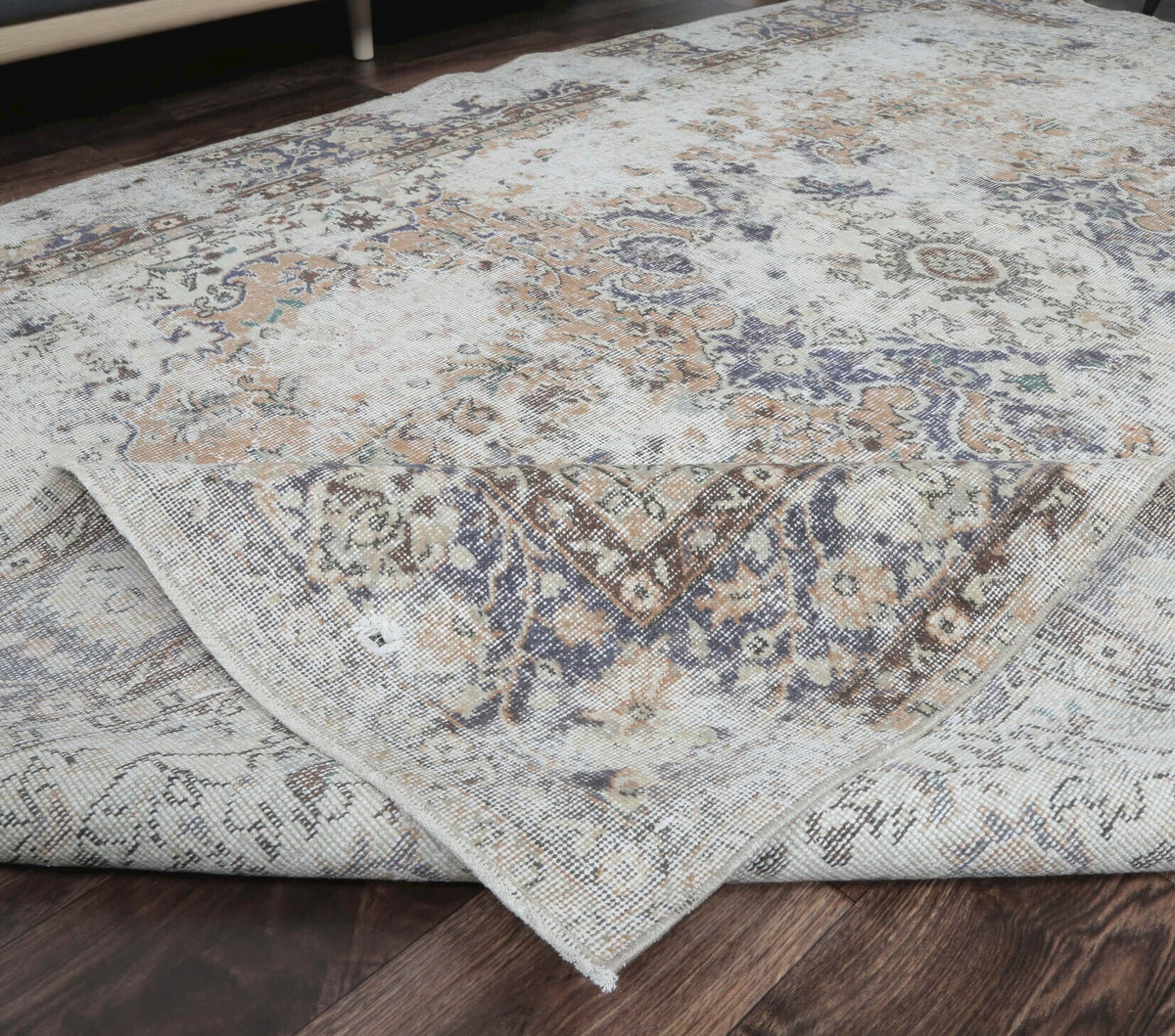 El yapımı vintage halı 211x318 cm oryantal desenli yün - desen detayı