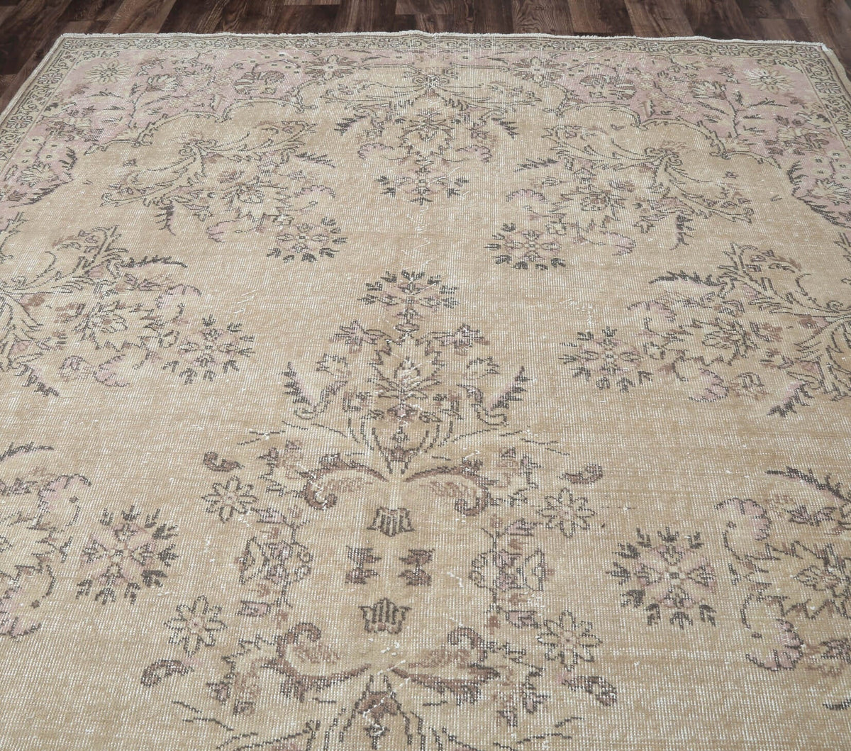 El yapımı vintage halı 213x315 cm tribal desenli yün - desen detayı