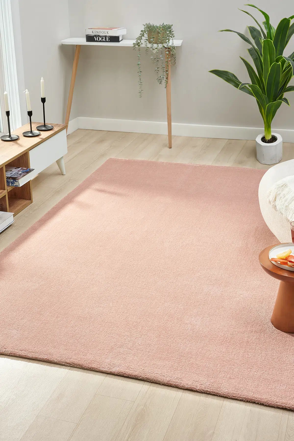 Pembe Jüt Hasır Dokulu İskandinav Modern Halı - 4500PB