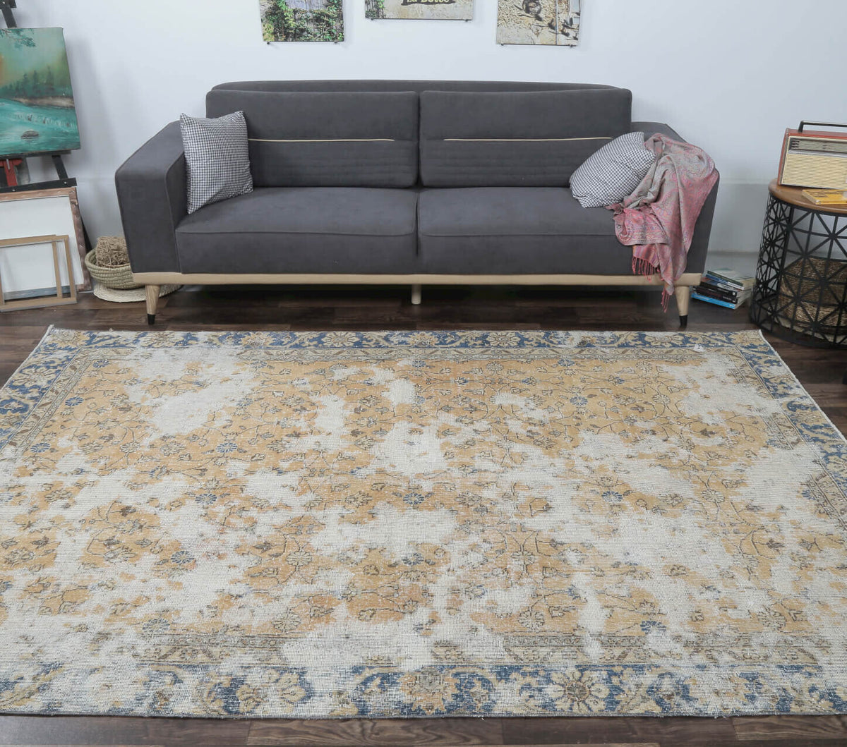 Bernardine - Blue Bordered Orange Hereke Rug