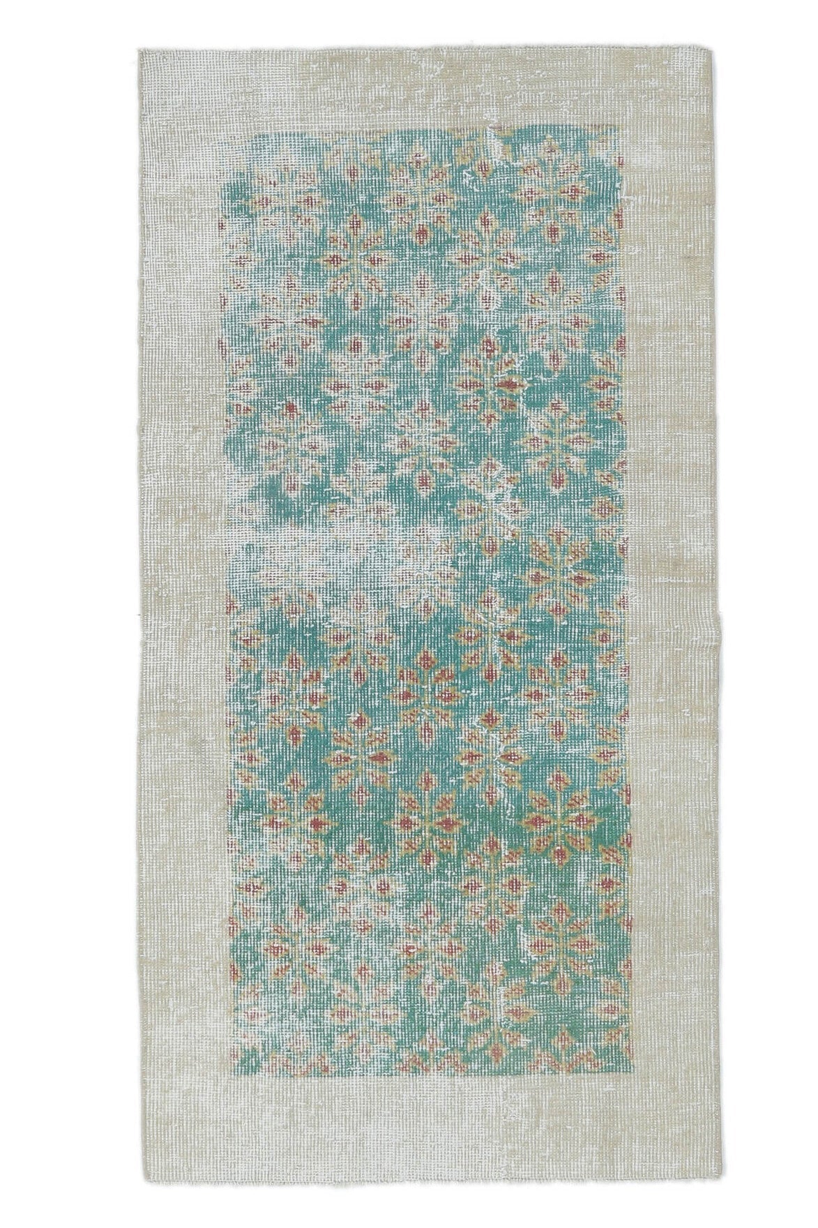 El yapımı vintage halı 79x152 cm çiçek desenli desenli yün - açık alan görünümü