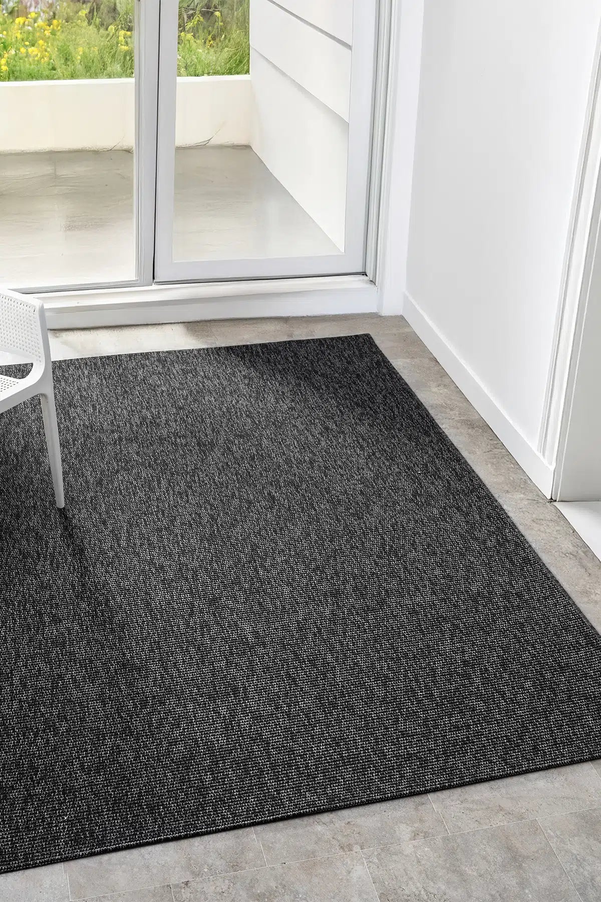 Antrasit Düz Hasır Jüt Dokuma Modern Halı - 664AB