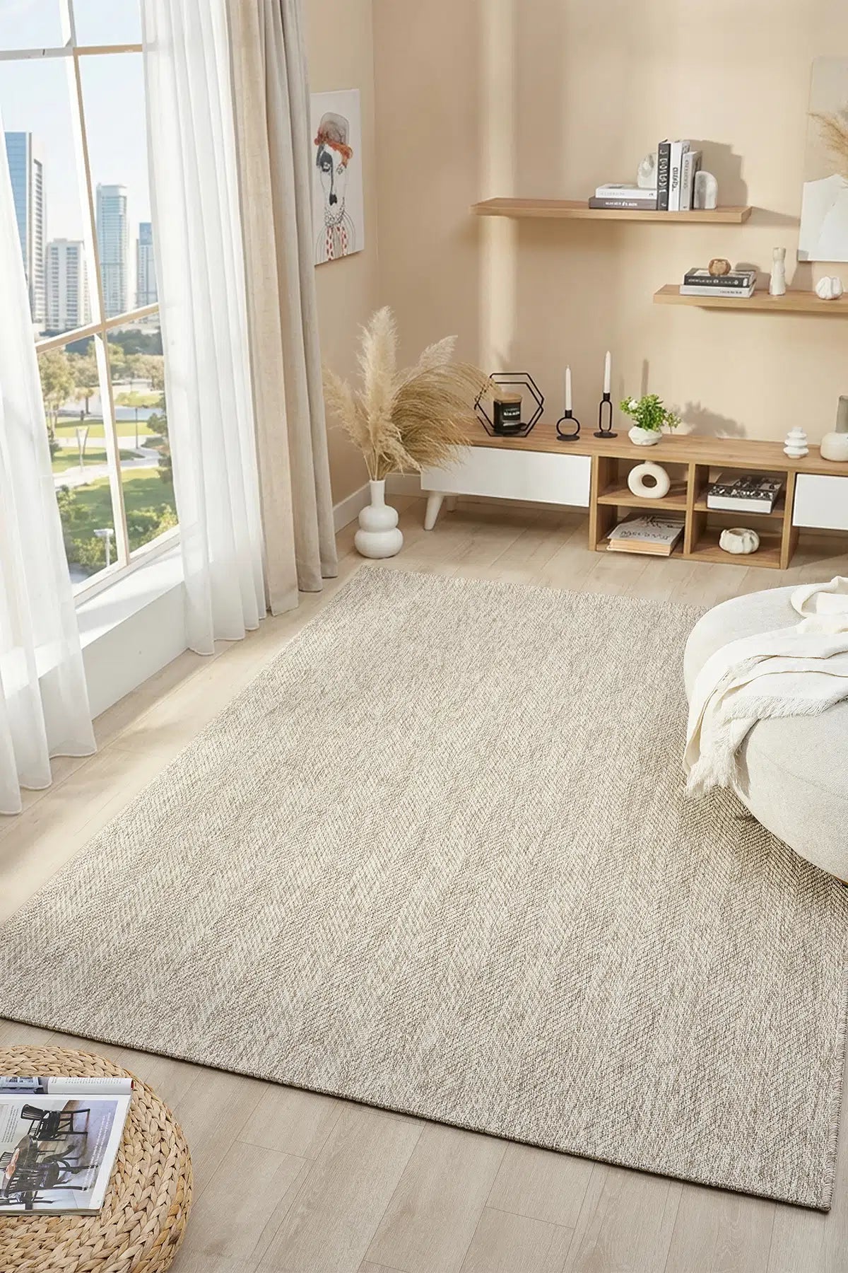 Çakıl Düz Hasır Jüt Dokuma Modern Halı - BM660ÇA - 660CB
