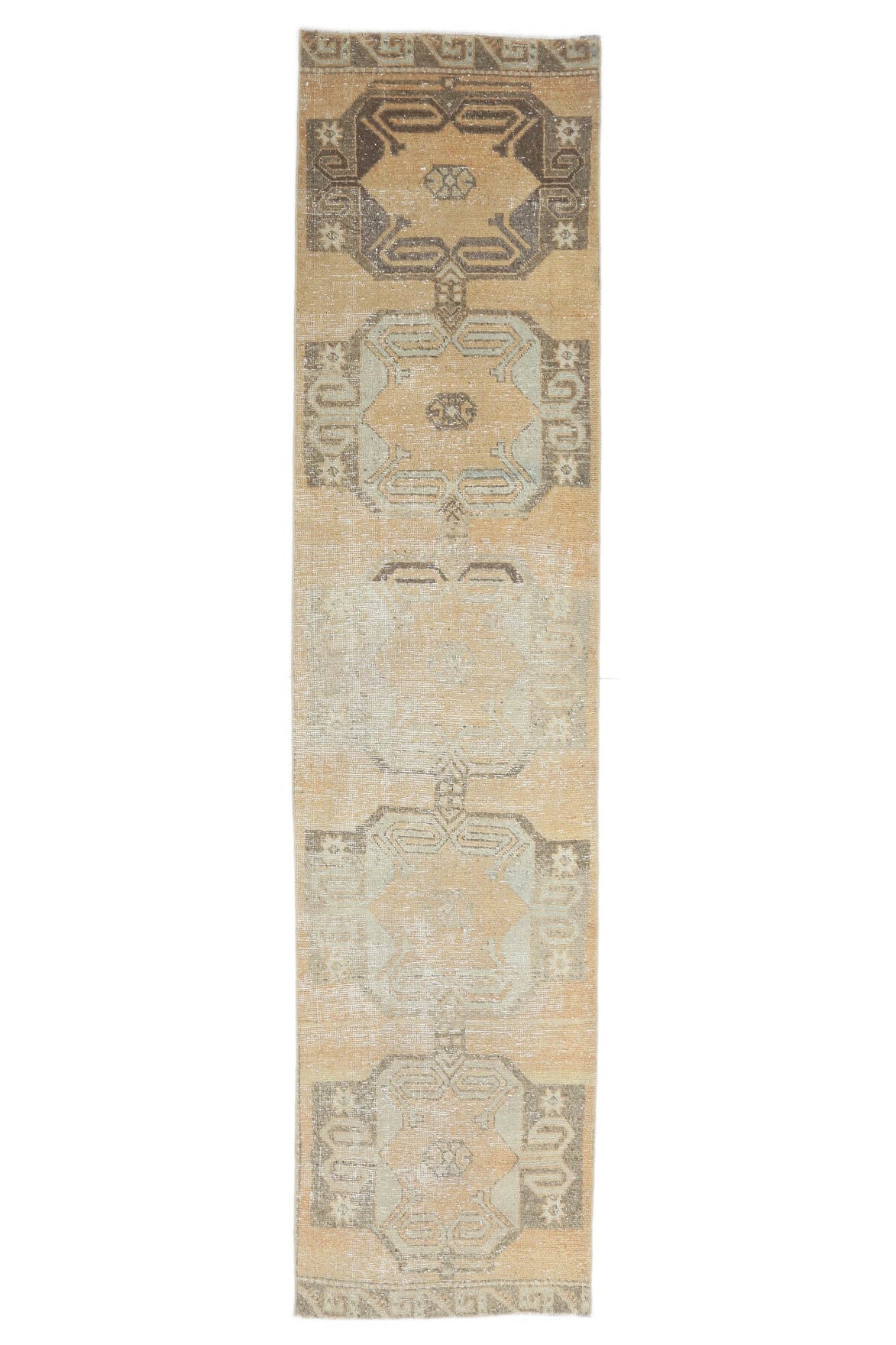 El yapımı vintage yolluk 81x351 cm tribal desenli yün - açık alan görünümü