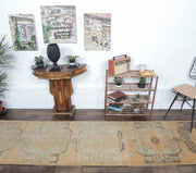 El yapımı vintage yolluk 81x351 cm tribal desenli yün - detay görünümü