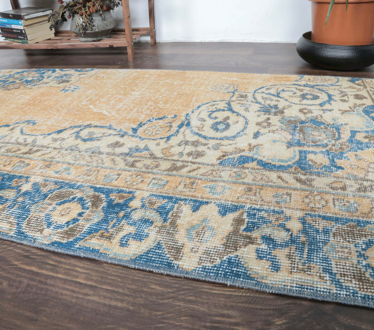 El yapımı vintage yolluk 79x310 cm oryantal desenli yün - desen detayı