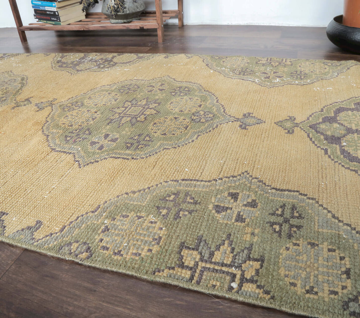 El yapımı vintage yolluk 81x315 cm oryantal desenli yün - desen detayı