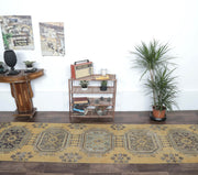 El yapımı vintage yolluk 81x300 cm çiçek desenli desenli yün - detay görünümü