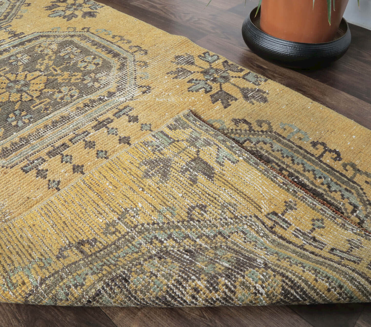 El yapımı vintage yolluk 81x300 cm çiçek desenli desenli yün - mekan görünümü