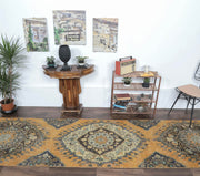 El yapımı vintage yolluk 94x411 cm oryantal desenli yün - detay görünümü
