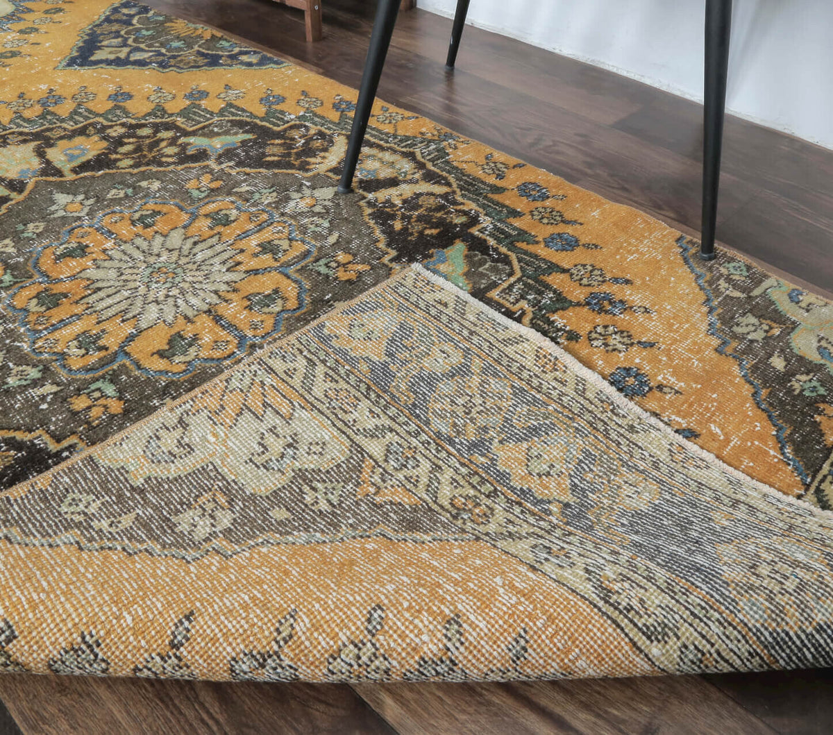 El yapımı vintage yolluk 94x411 cm oryantal desenli yün - mekan görünümü