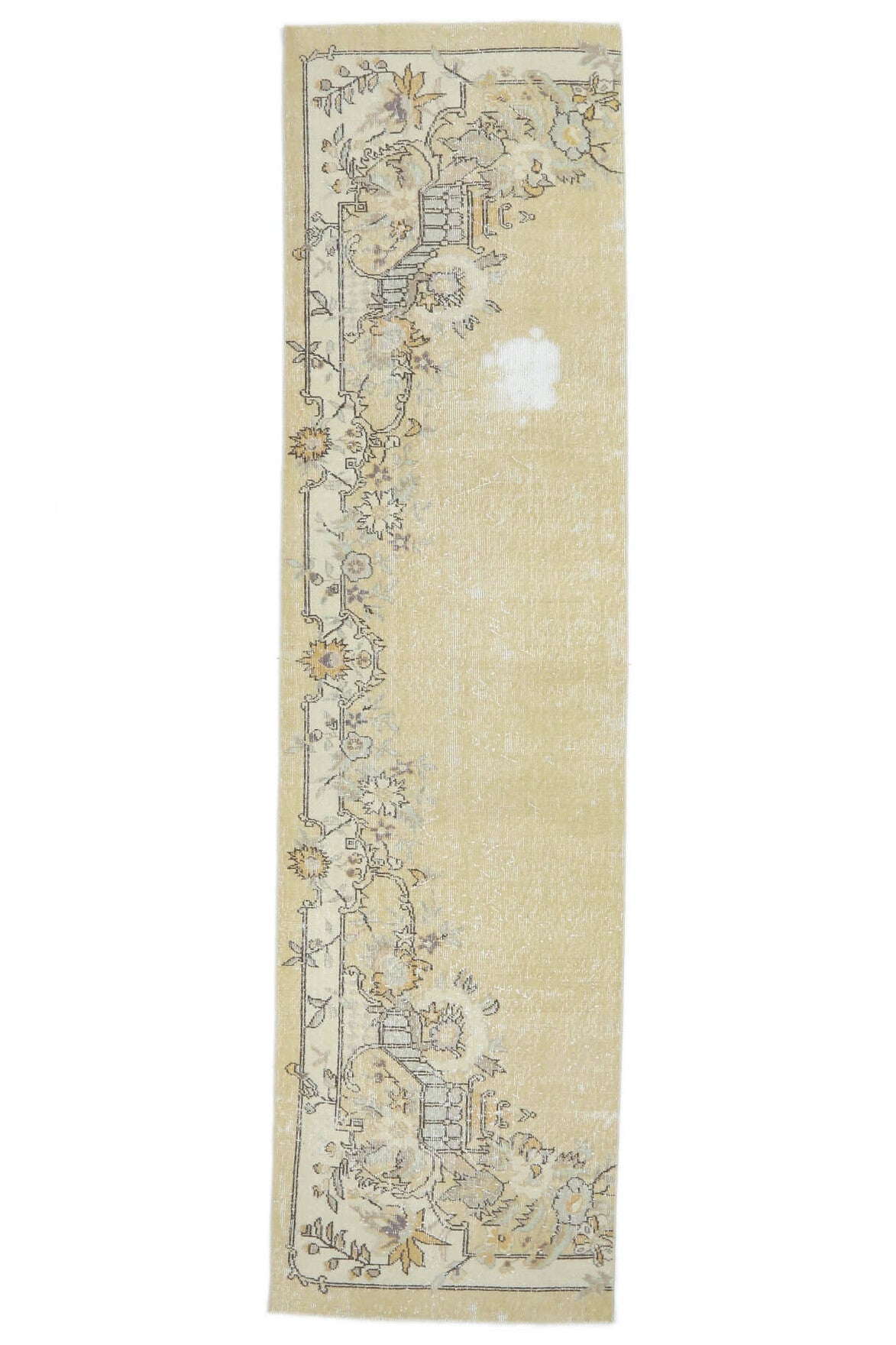 El yapımı vintage yolluk 86x325 cm tribal desenli yün - açık alan görünümü