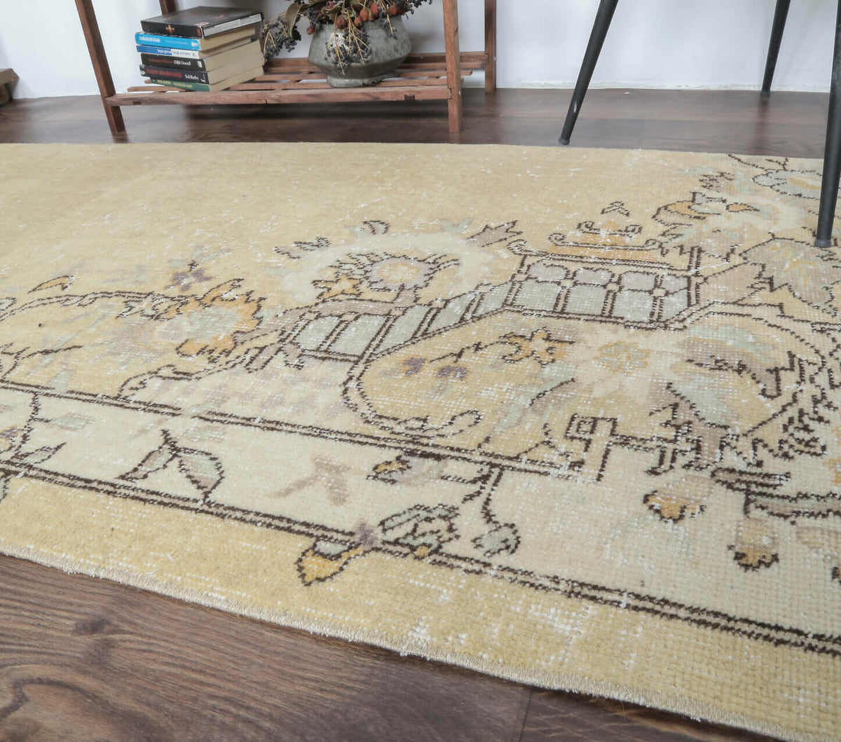El yapımı vintage yolluk 86x325 cm tribal desenli yün - desen detayı