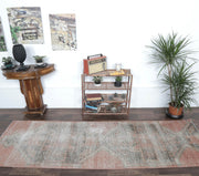 Anadolu kökenli tribal desenli el dokuma vintage yolluk, 88x265 cm