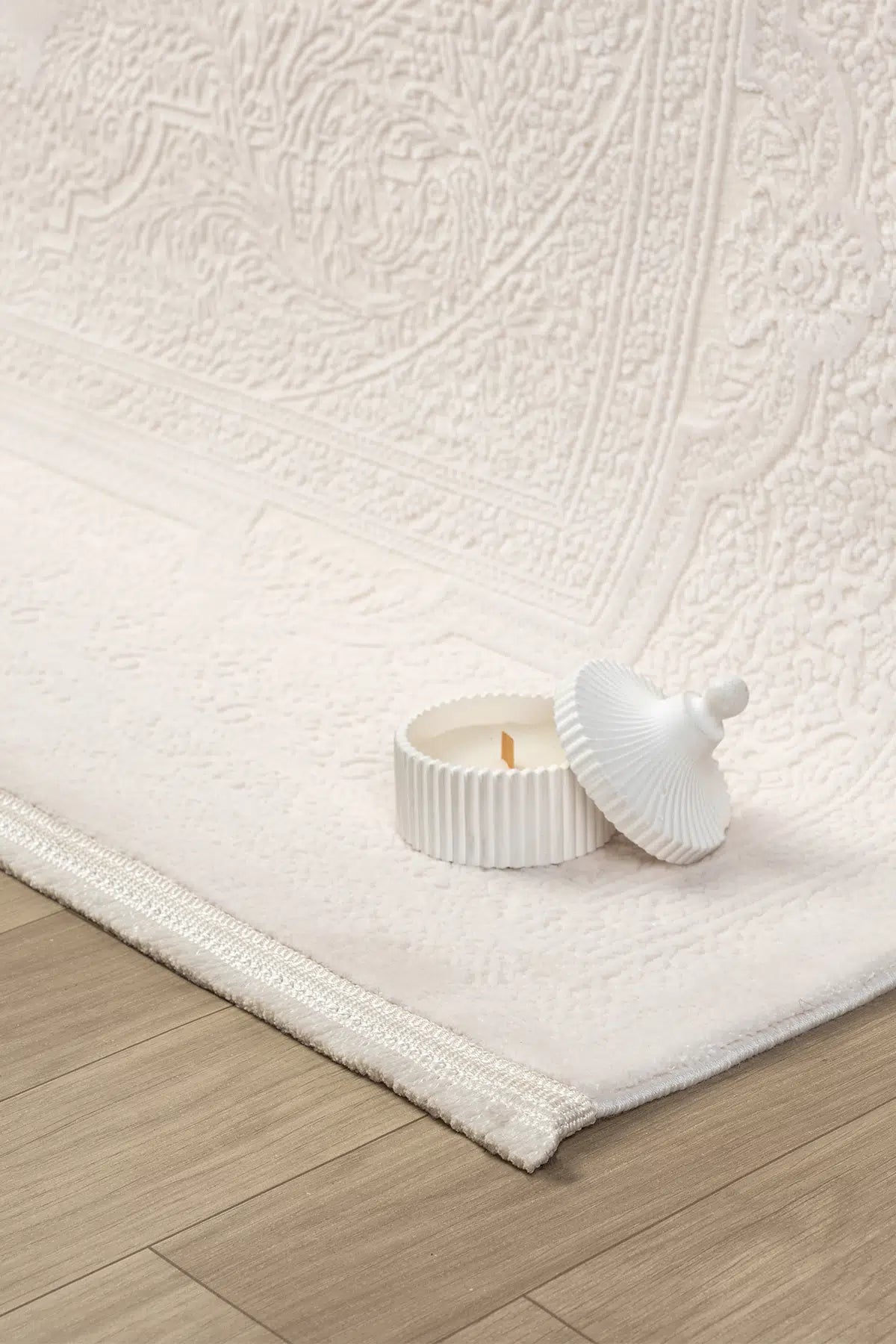 Krem Soyut Mermer Dokulu Lüks Modern Halı - 0277KD