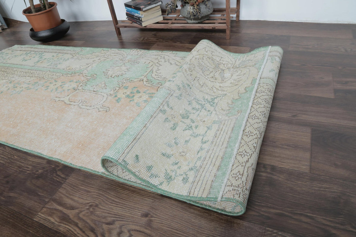 El yapımı vintage yolluk 74x249 cm tribal desenli yün - üstten görünüm