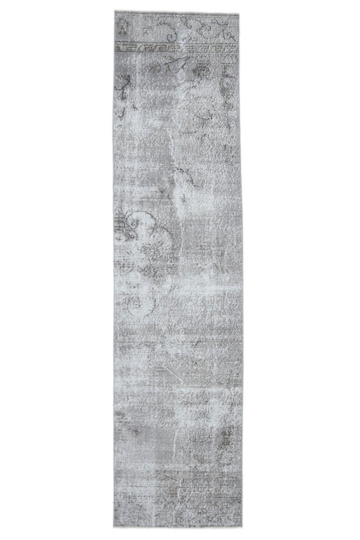 El yapımı vintage yolluk 76x315 cm çiçek desenli desenli yün - açık alan görünümü