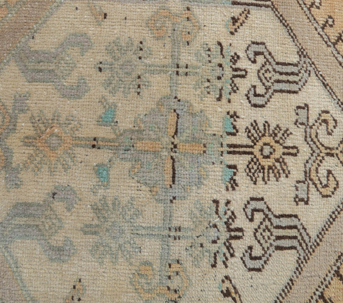 El yapımı vintage halı 91x213 cm tribal desenli yün