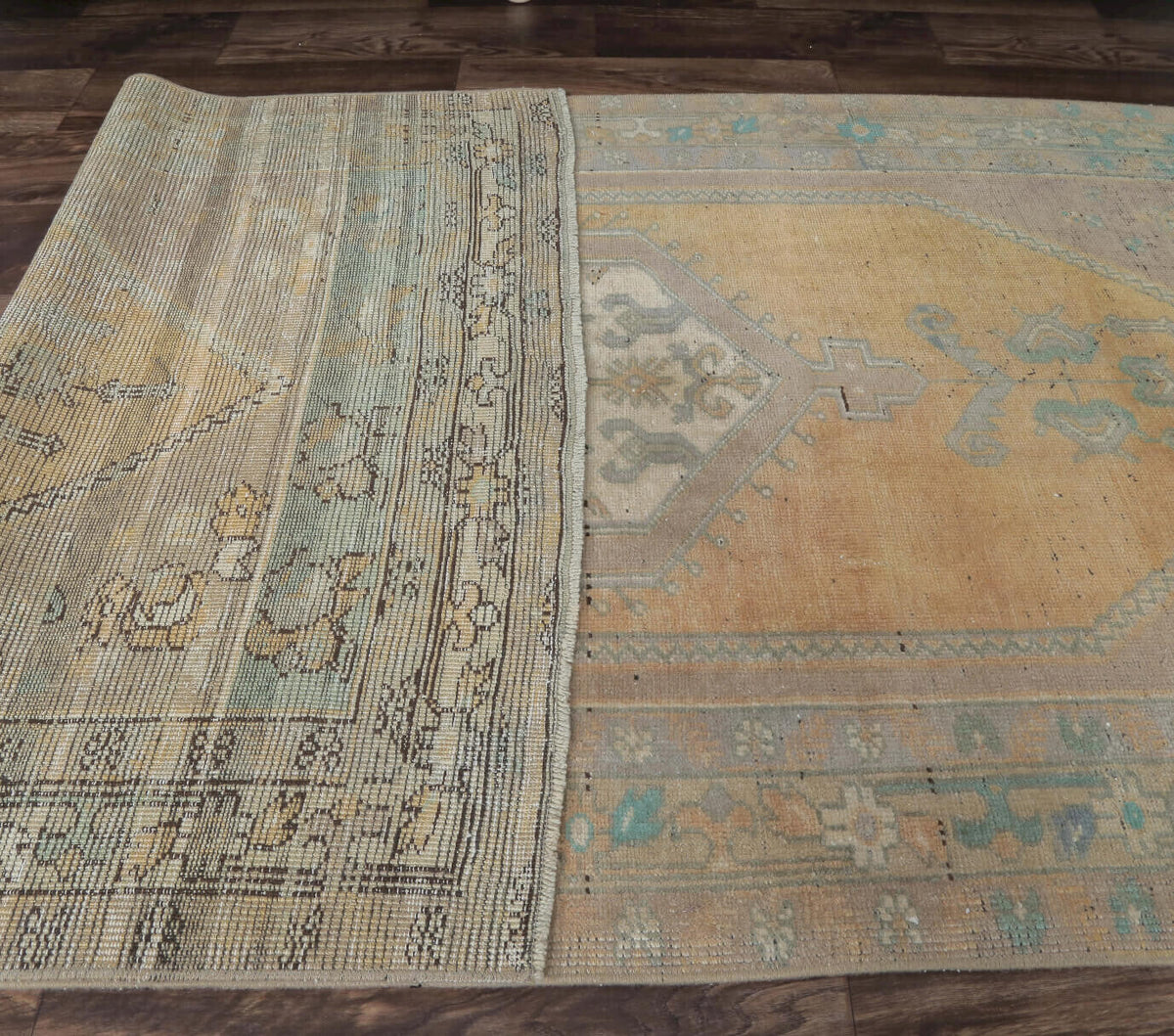 El yapımı vintage halı 91x213 cm tribal desenli yün