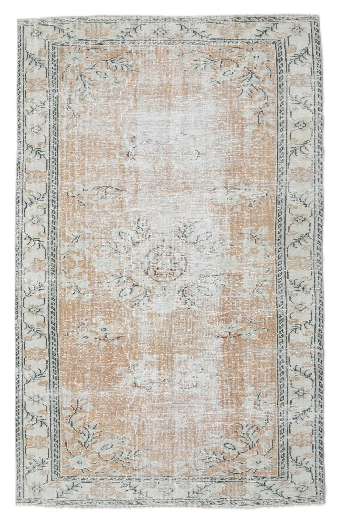 Etil - Faded Orange Boho Chic Vintage Anatolian Rug