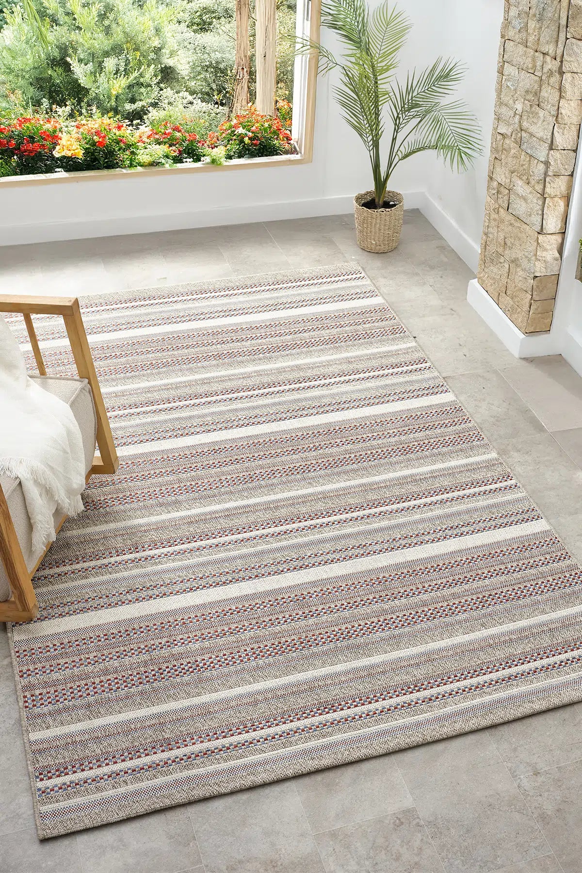 Bordo Otantik Kilim Desenli Etnik Modern Halı - 2550BE