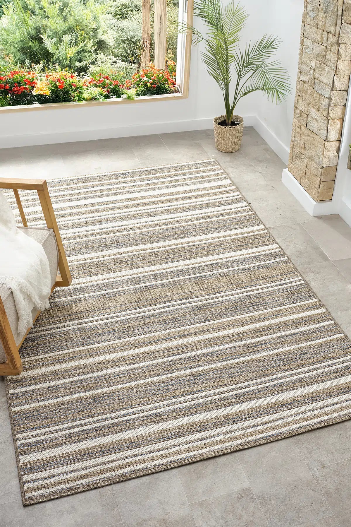 Mavi Otantik Kilim Desenli Etnik Modern Halı - 2551ME