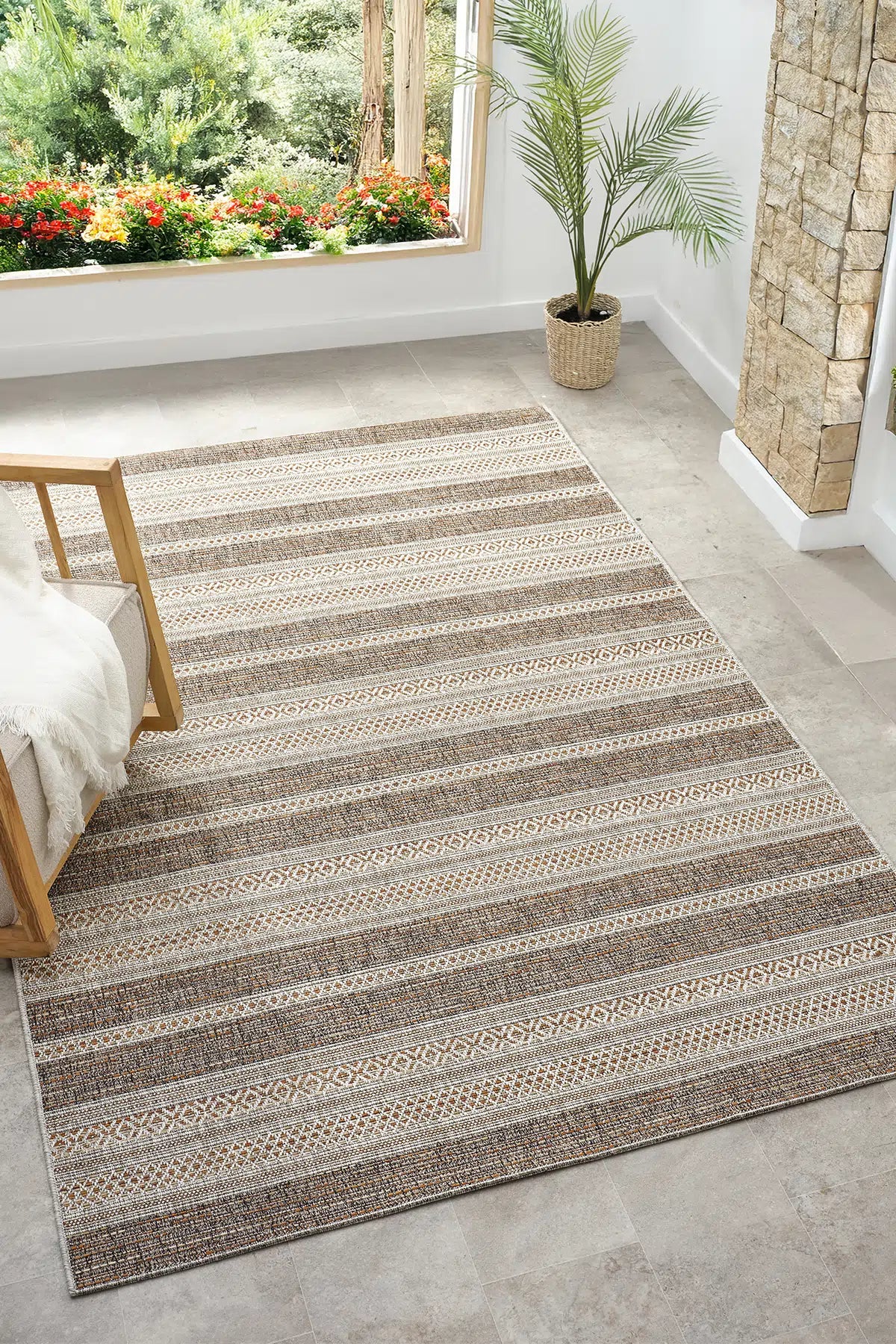 Kiremit Otantik Kilim Desenli Etnik Modern Halı - 2553TE