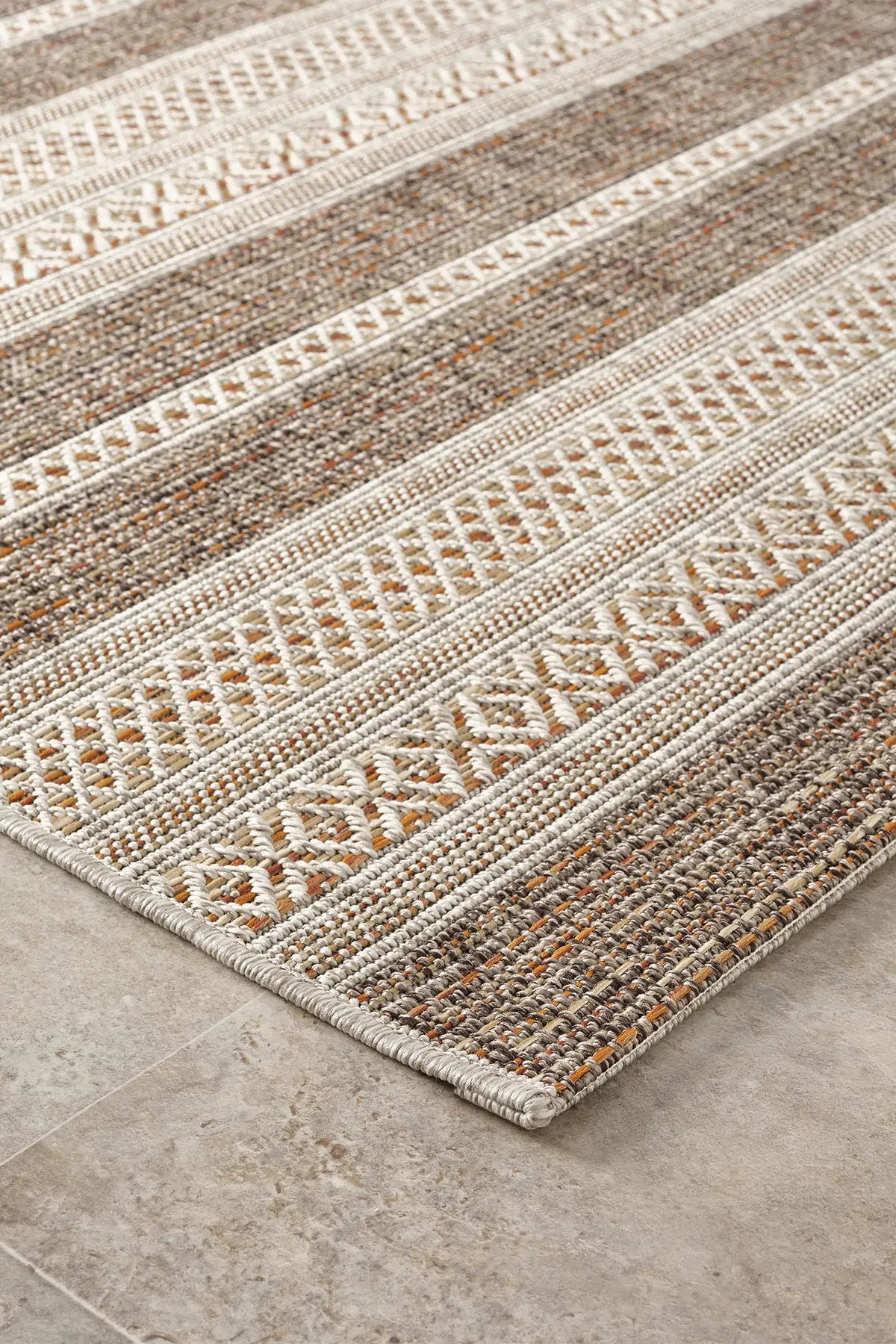 Kiremit Otantik Kilim Desenli Etnik Modern Halı - 2553TE