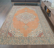 1970'lerden Batı İran Bölgesi kökenli tribal desenli el dokuma vintage halı, 205x320 cm
