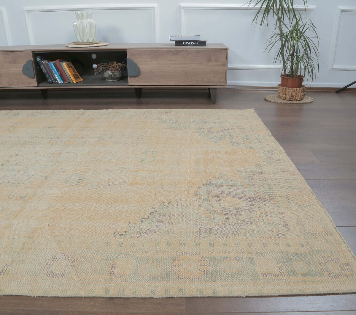 Ferhan - Faded Beige Blush Boho Vintage Oushak Rug