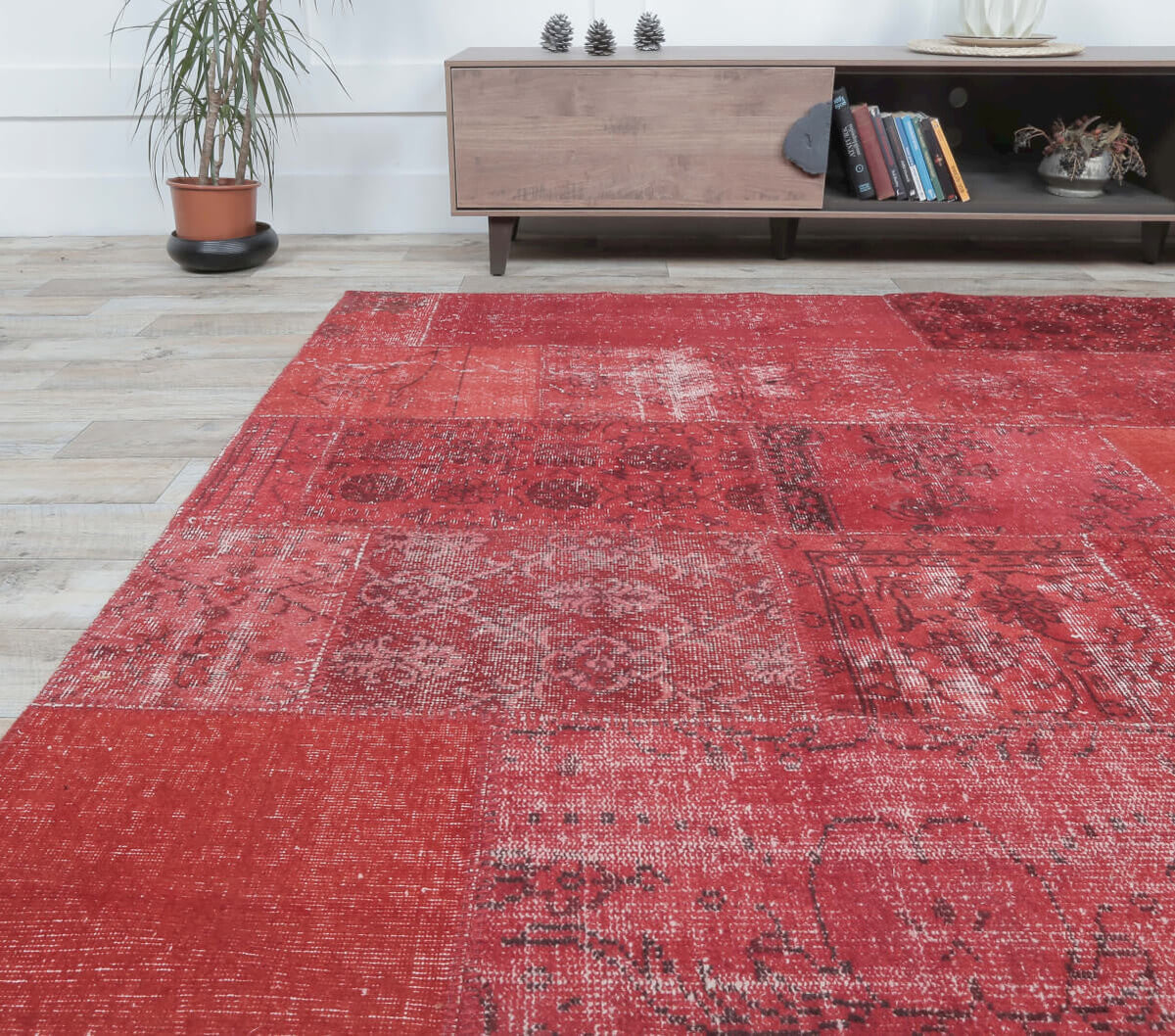Genevieve - Patchwork Vintage Red Rug
