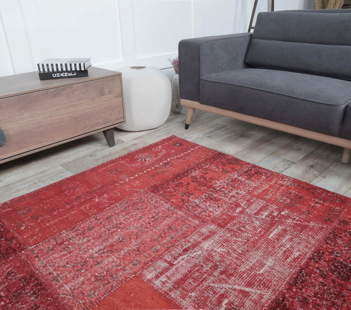 Genevieve - Patchwork Vintage Red Rug