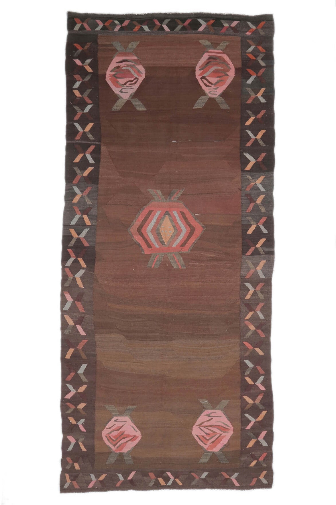Gunesh - Kilim Brown Rug Traditional