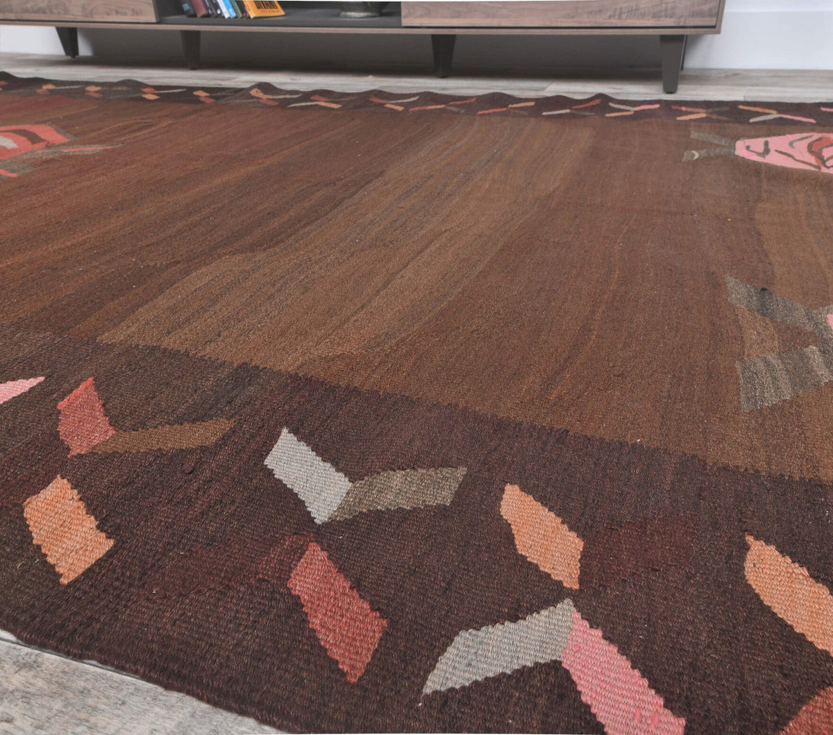 Gunesh - Kilim Brown Rug Traditional