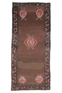 Gunesh - Kilim Brown Rug Traditional