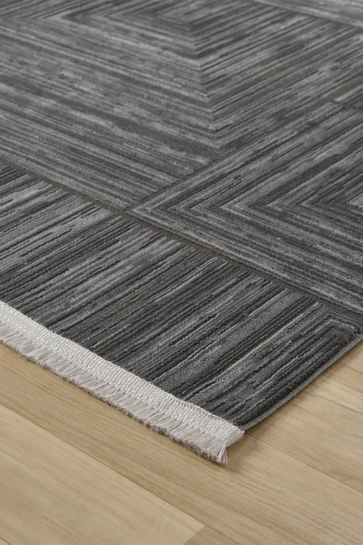 Antrasit Soyut Çizgisel Dokulu Modern Halı 902AG – 160x230cm ebat
