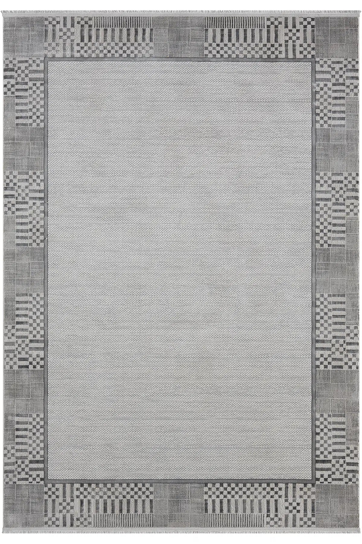 Gri Soyut Çizgisel Dokulu Modern Halı - 904GG