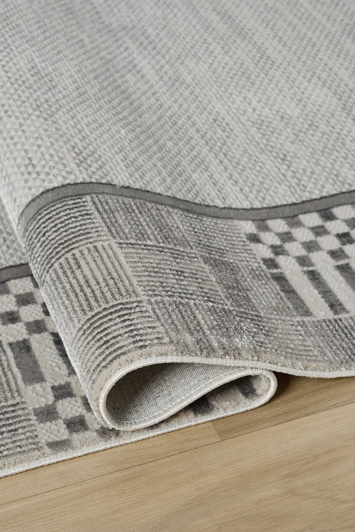 Gri Soyut Çizgisel Dokulu Modern Halı - 904GG