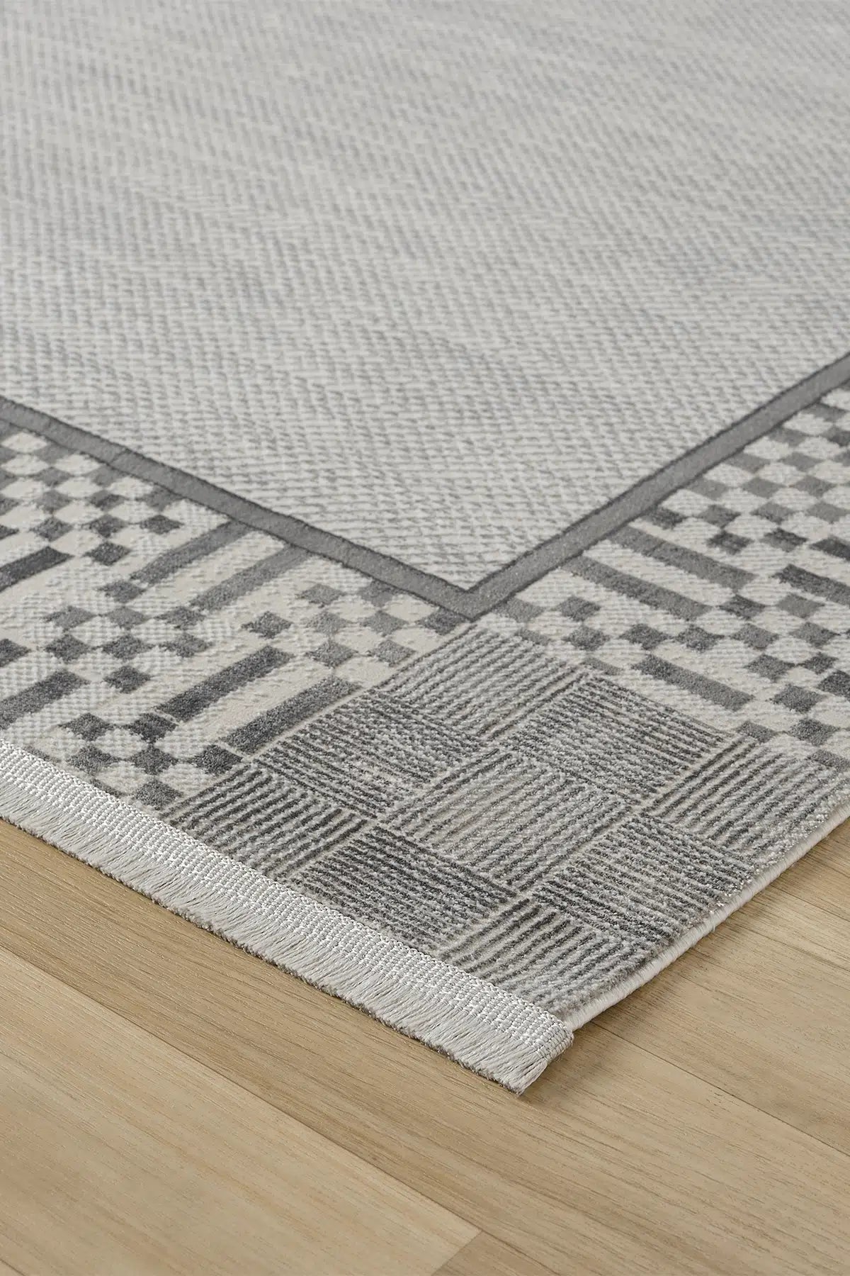 Gri Soyut Çizgisel Dokulu Modern Halı - 904GG