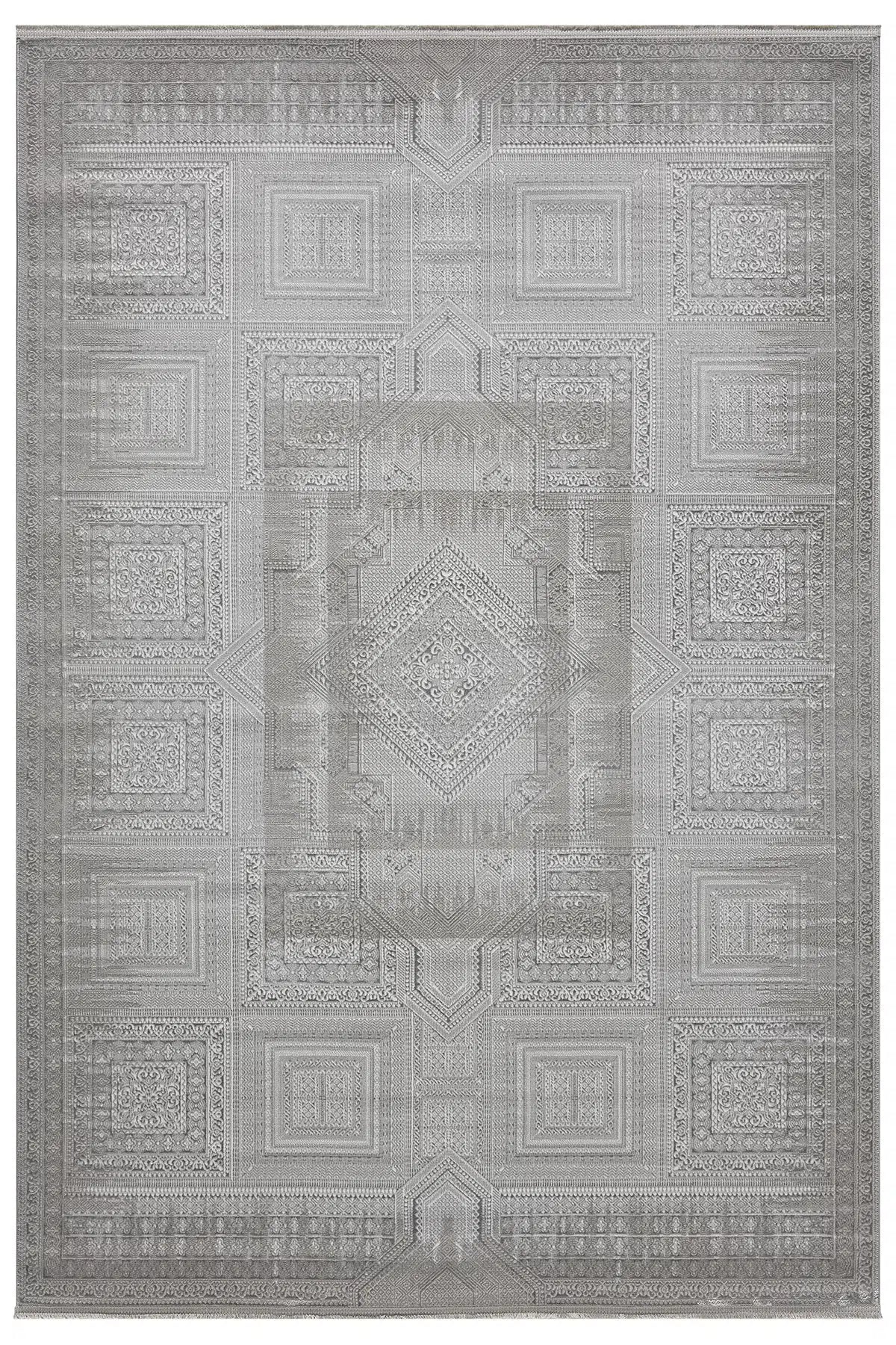 Gri Soyut Çizgisel Dokulu Modern Halı - 907GG