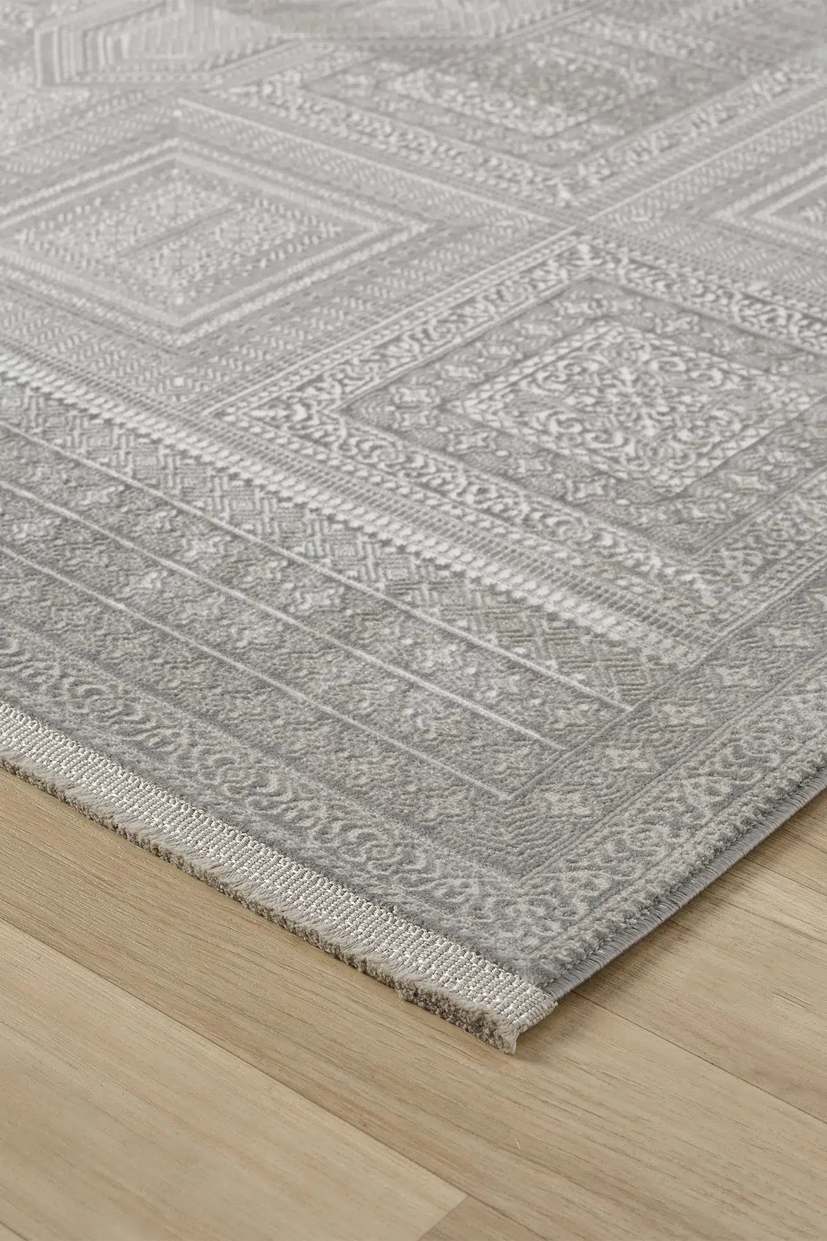 Gri Soyut Çizgisel Dokulu Modern Halı - 907GG