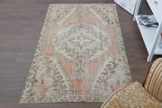 El yapımı vintage halı 122x213 cm oryantal desenli yün - detay görünümü