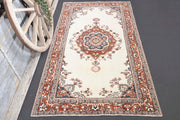 El yapımı vintage halı 147x257 cm oryantal desenli yün - detay görünümü
