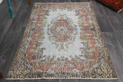 El yapımı vintage halı 91x183 cm oryantal desenli yün - detay görünümü